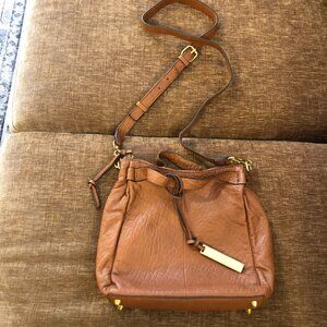 Vince Camuto Brown Leather Crossbody Bag W/Adjustable Strap & Gold Hardware